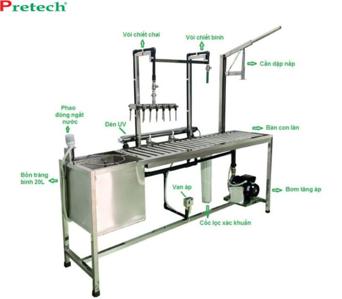 Bàn chiết rót nước tinh khiết đóng bình của Kosovota vận hành bán tự động